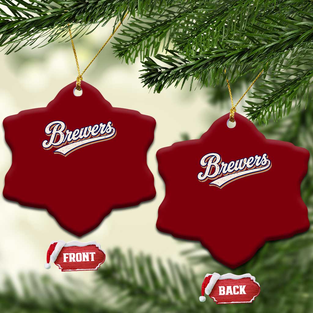 Vintage 70s Brewers Name Script Style Ceramic Ornament Retro Distressed Tailgate Spirit Sports Fan