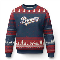Vintage 70s Brewers Name Script Style Ugly Christmas Sweater Retro Distressed Tailgate Spirit Sports Fan