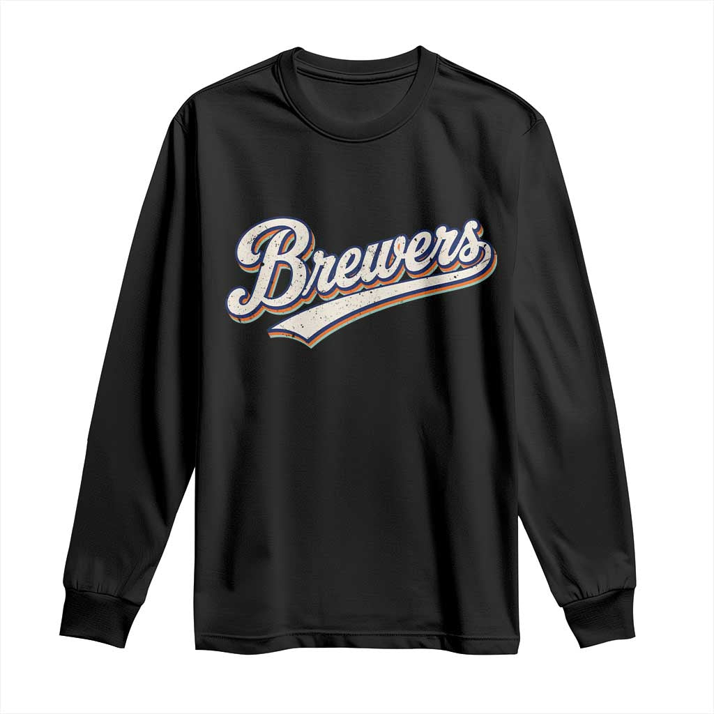 Vintage 70s Brewers Name Script Style Long Sleeve Shirt Retro Distressed Tailgate Spirit Sports Fan