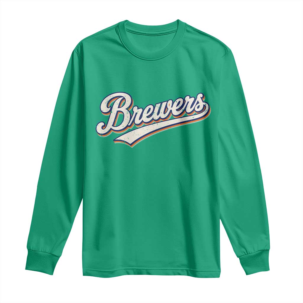 Vintage 70s Brewers Name Script Style Long Sleeve Shirt Retro Distressed Tailgate Spirit Sports Fan