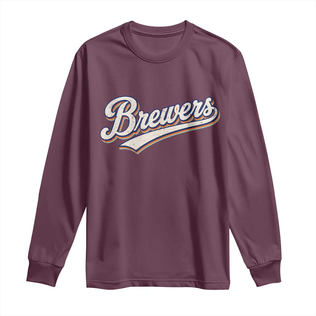 Vintage 70s Brewers Name Script Style Long Sleeve Shirt Retro Distressed Tailgate Spirit Sports Fan