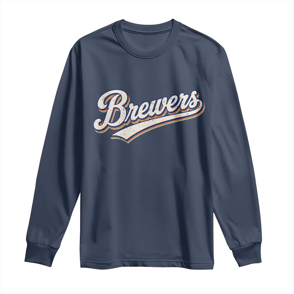 Vintage 70s Brewers Name Script Style Long Sleeve Shirt Retro Distressed Tailgate Spirit Sports Fan