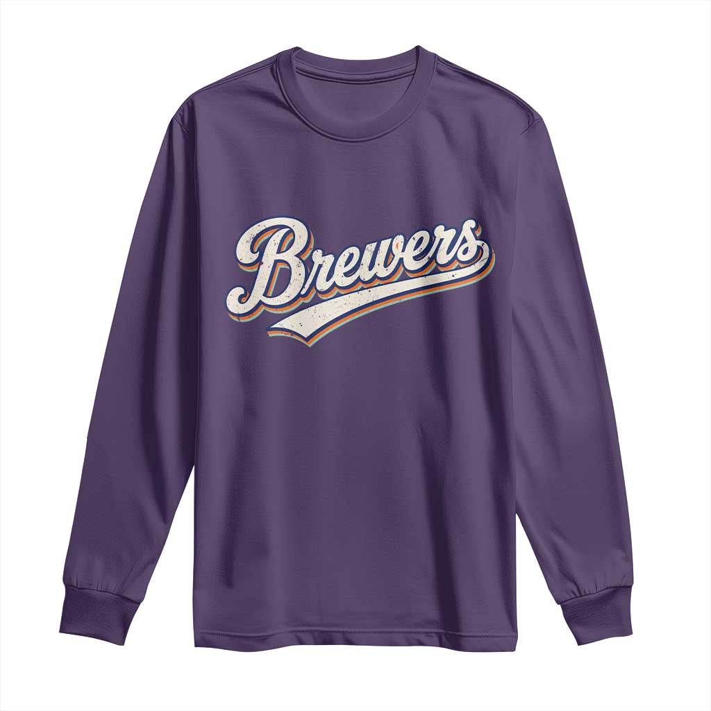 Vintage 70s Brewers Name Script Style Long Sleeve Shirt Retro Distressed Tailgate Spirit Sports Fan