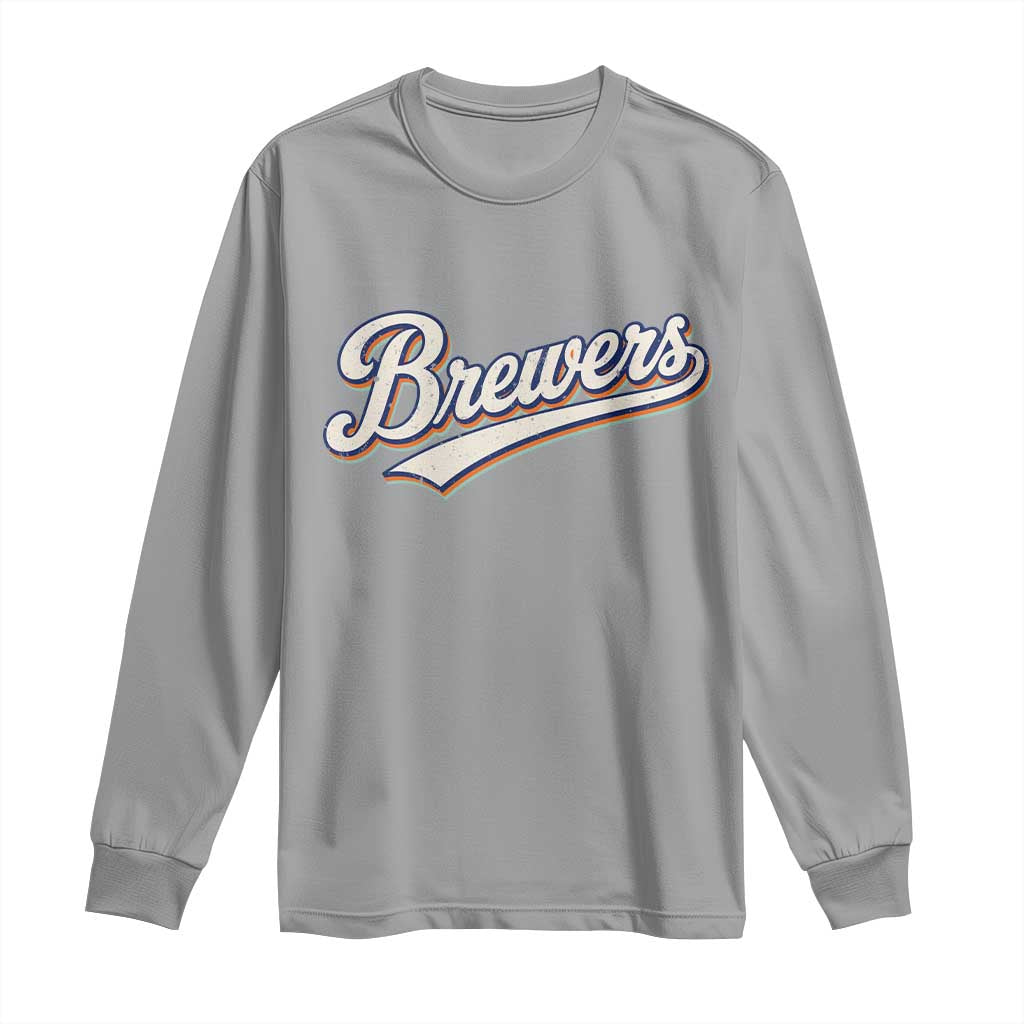 Vintage 70s Brewers Name Script Style Long Sleeve Shirt Retro Distressed Tailgate Spirit Sports Fan