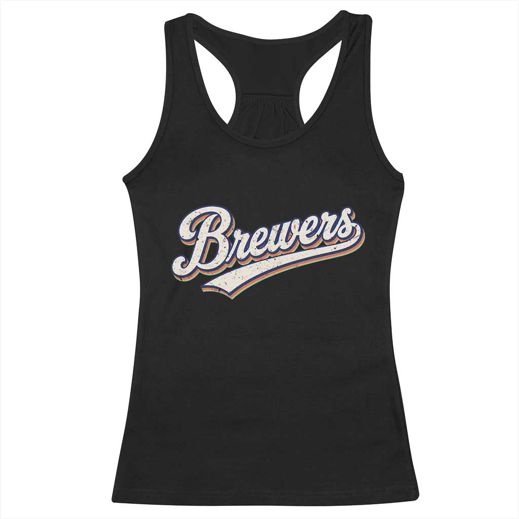 Vintage 70s Brewers Name Script Style Racerback Tank Top Retro Distressed Tailgate Spirit Sports Fan