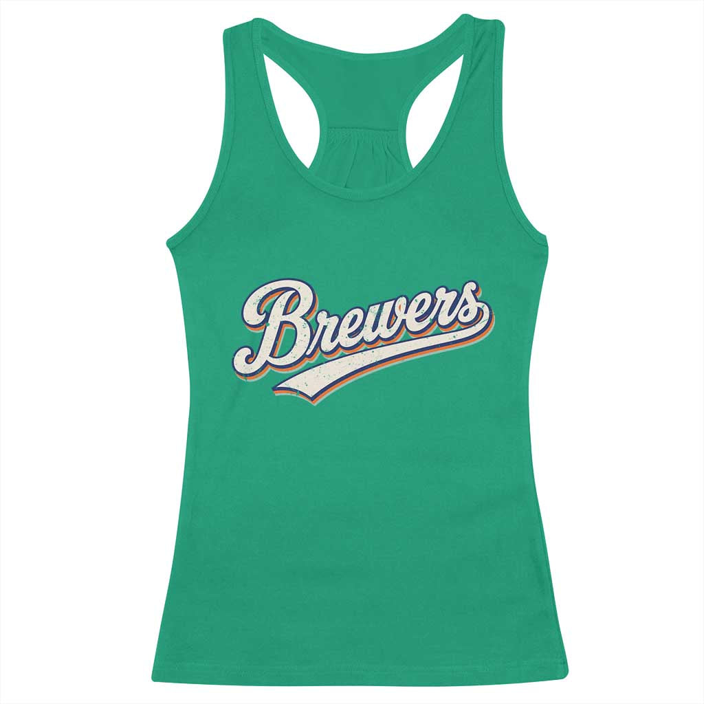 Vintage 70s Brewers Name Script Style Racerback Tank Top Retro Distressed Tailgate Spirit Sports Fan