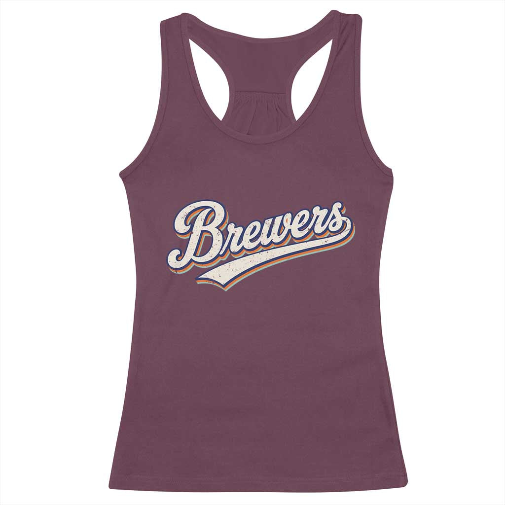 Vintage 70s Brewers Name Script Style Racerback Tank Top Retro Distressed Tailgate Spirit Sports Fan
