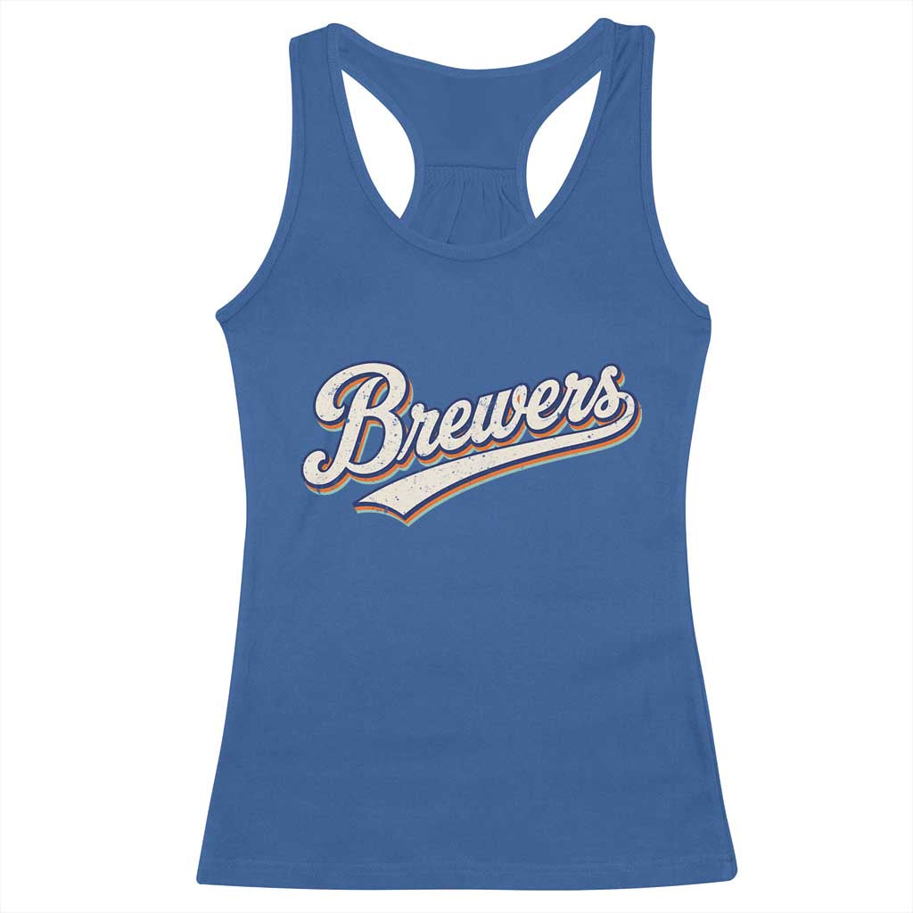 Vintage 70s Brewers Name Script Style Racerback Tank Top Retro Distressed Tailgate Spirit Sports Fan