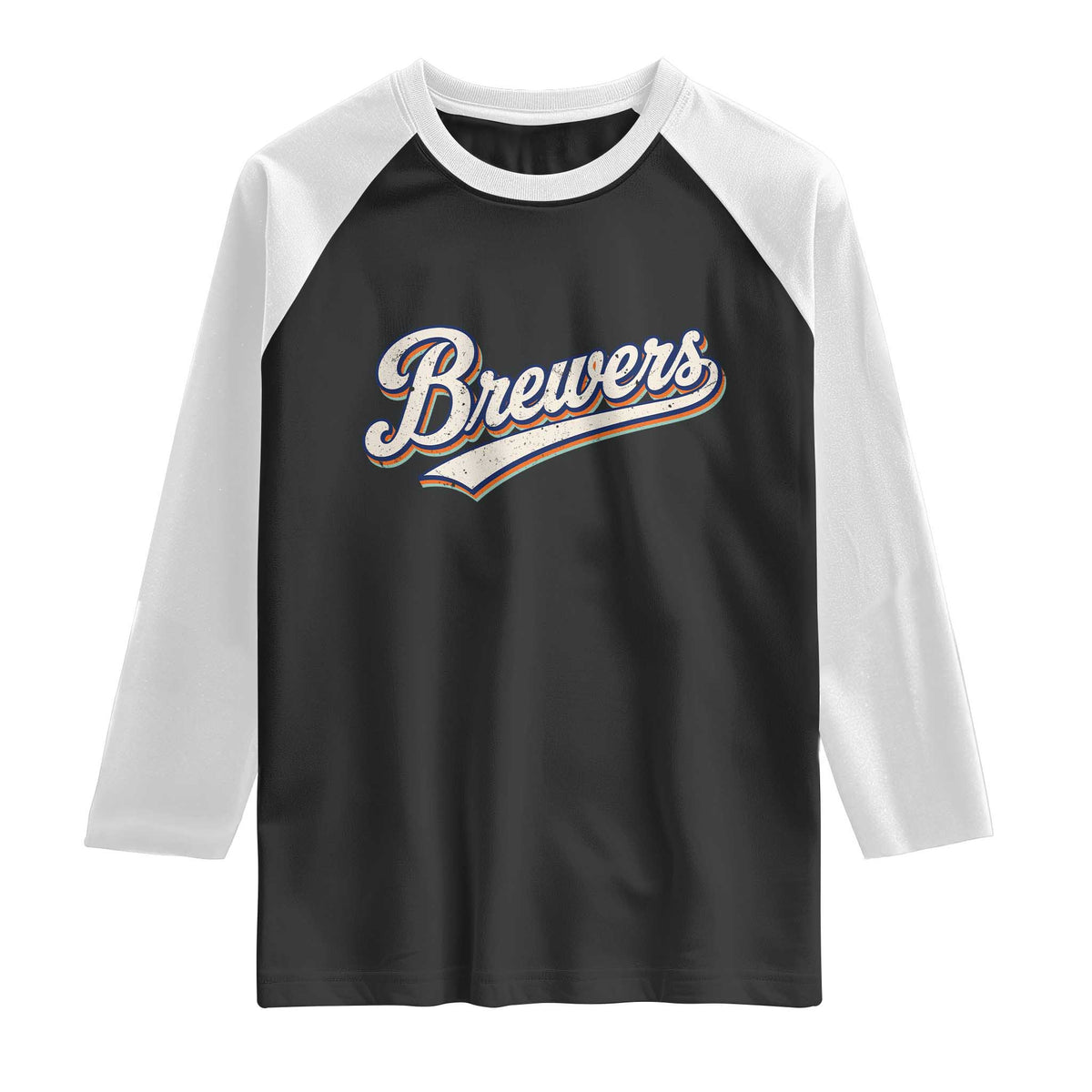Vintage 70s Brewers Name Script Style Raglan Shirt Retro Distressed Tailgate Spirit Sports Fan