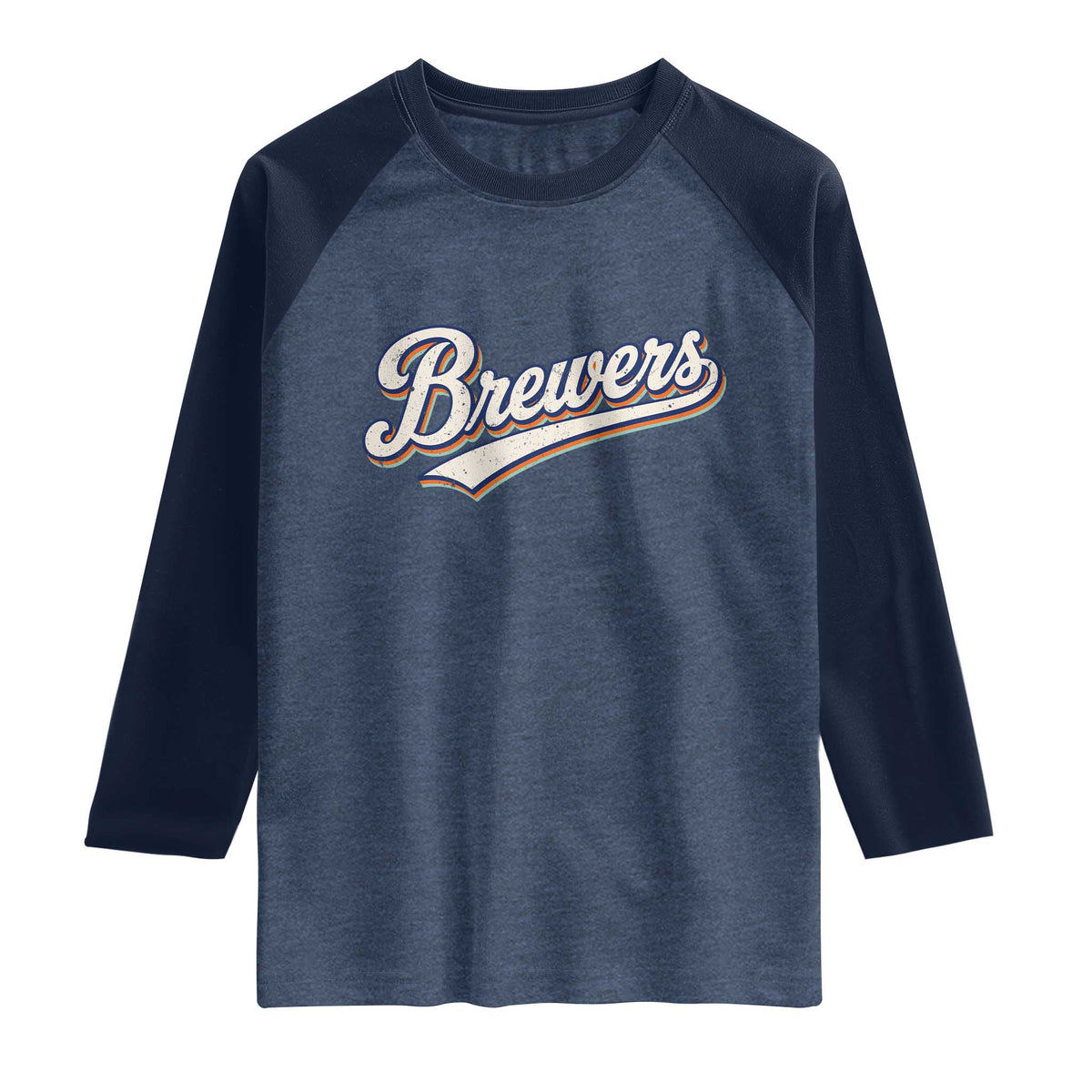 Vintage 70s Brewers Name Script Style Raglan Shirt Retro Distressed Tailgate Spirit Sports Fan