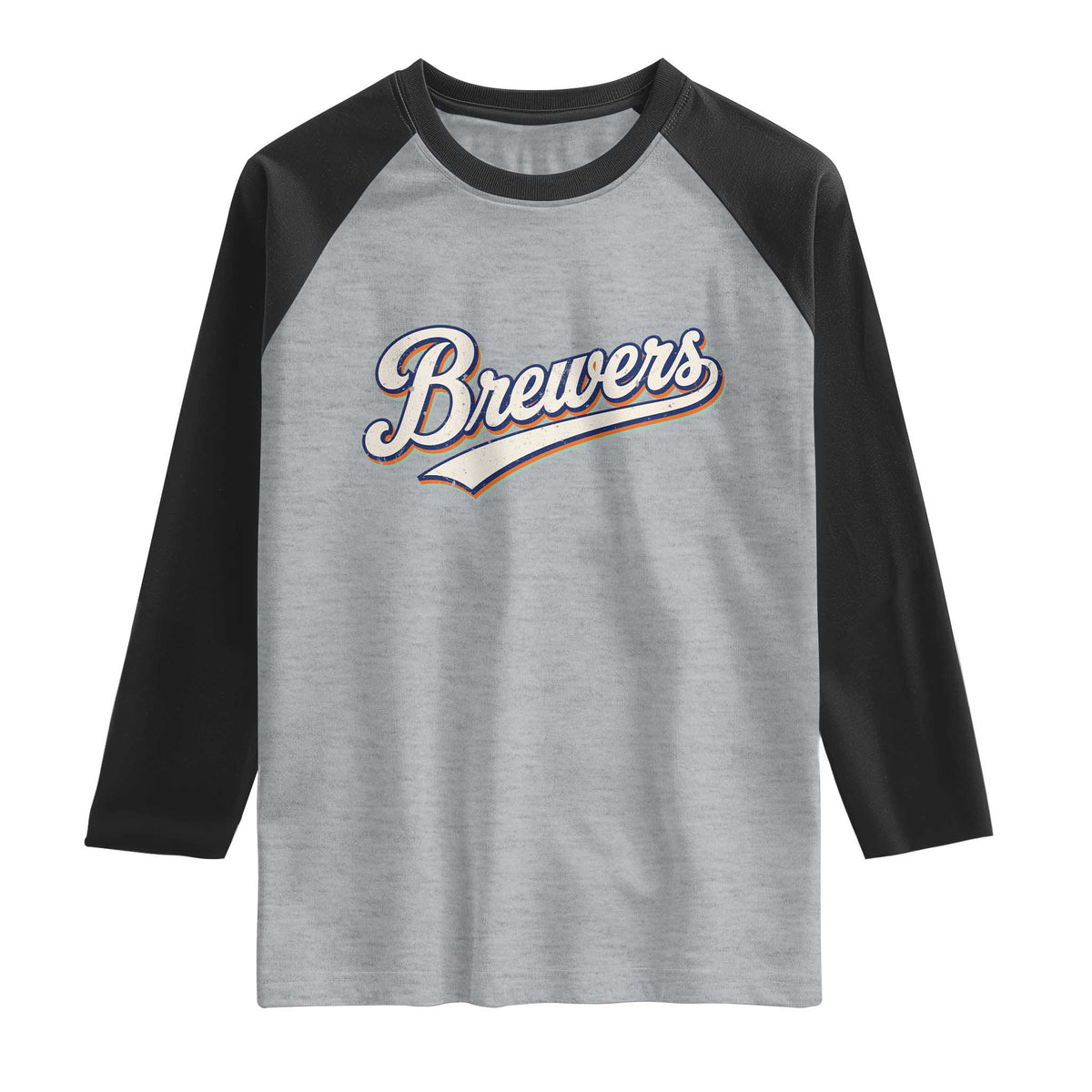 Vintage 70s Brewers Name Script Style Raglan Shirt Retro Distressed Tailgate Spirit Sports Fan
