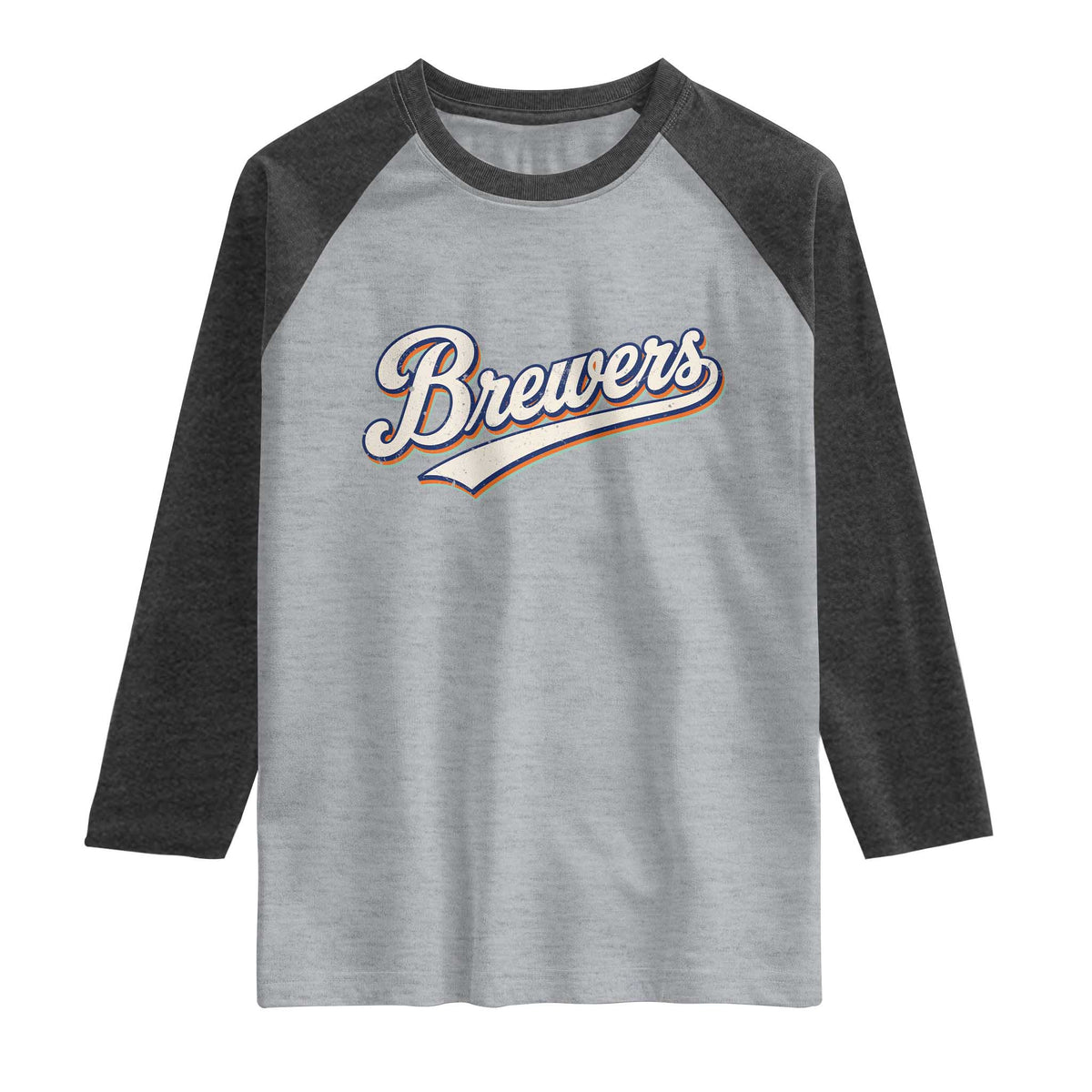 Vintage 70s Brewers Name Script Style Raglan Shirt Retro Distressed Tailgate Spirit Sports Fan