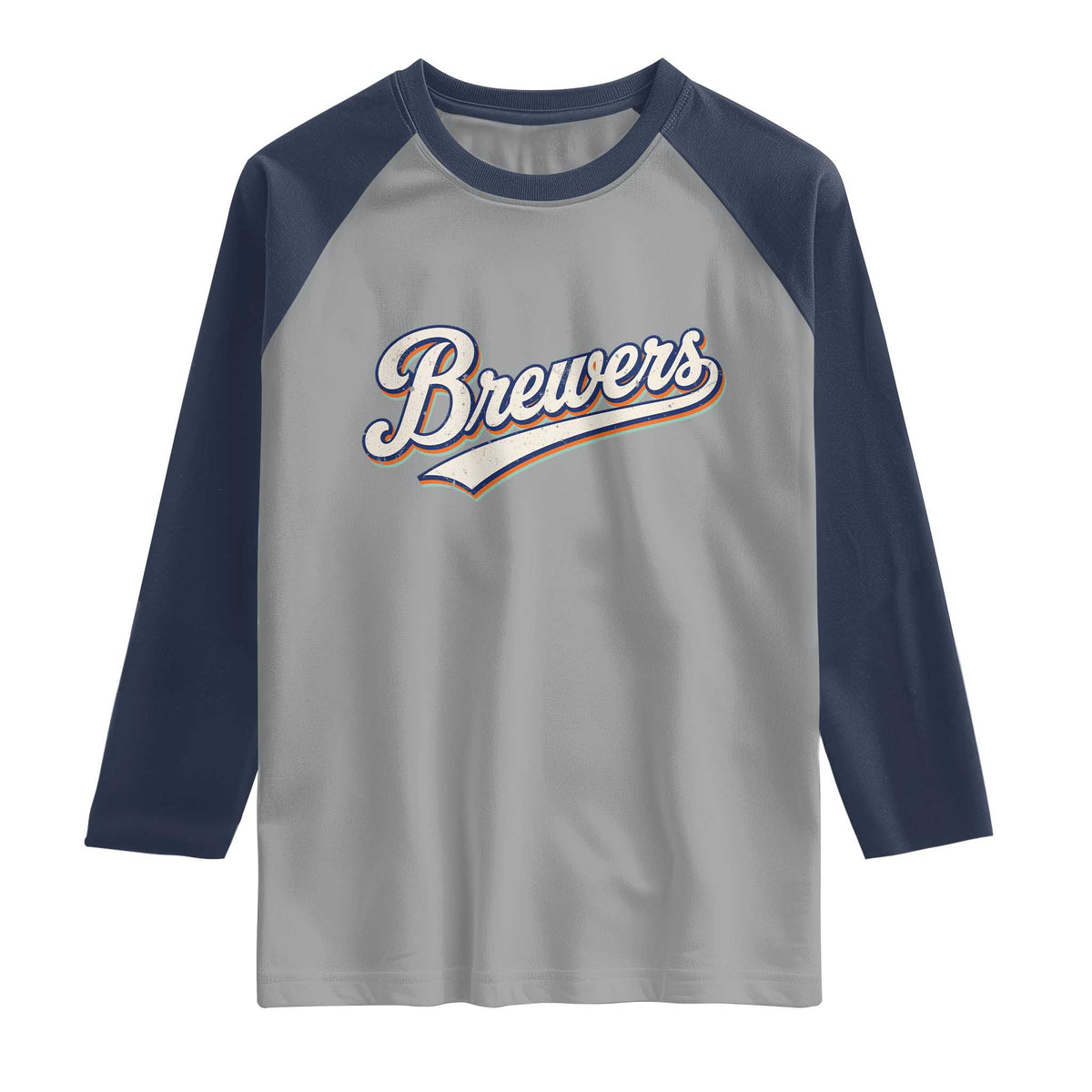 Vintage 70s Brewers Name Script Style Raglan Shirt Retro Distressed Tailgate Spirit Sports Fan