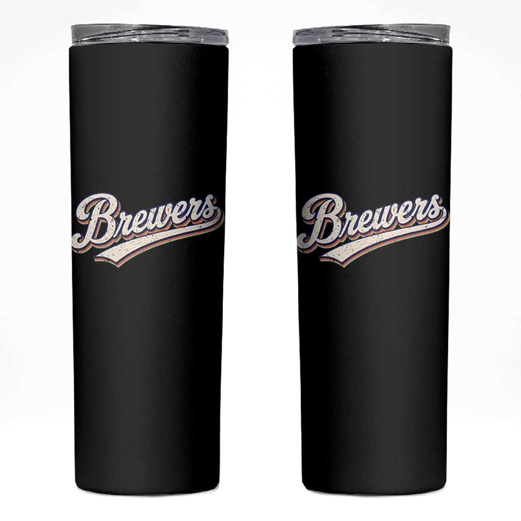Vintage 70s Brewers Name Script Style Skinny Tumbler Retro Distressed Tailgate Spirit Sports Fan