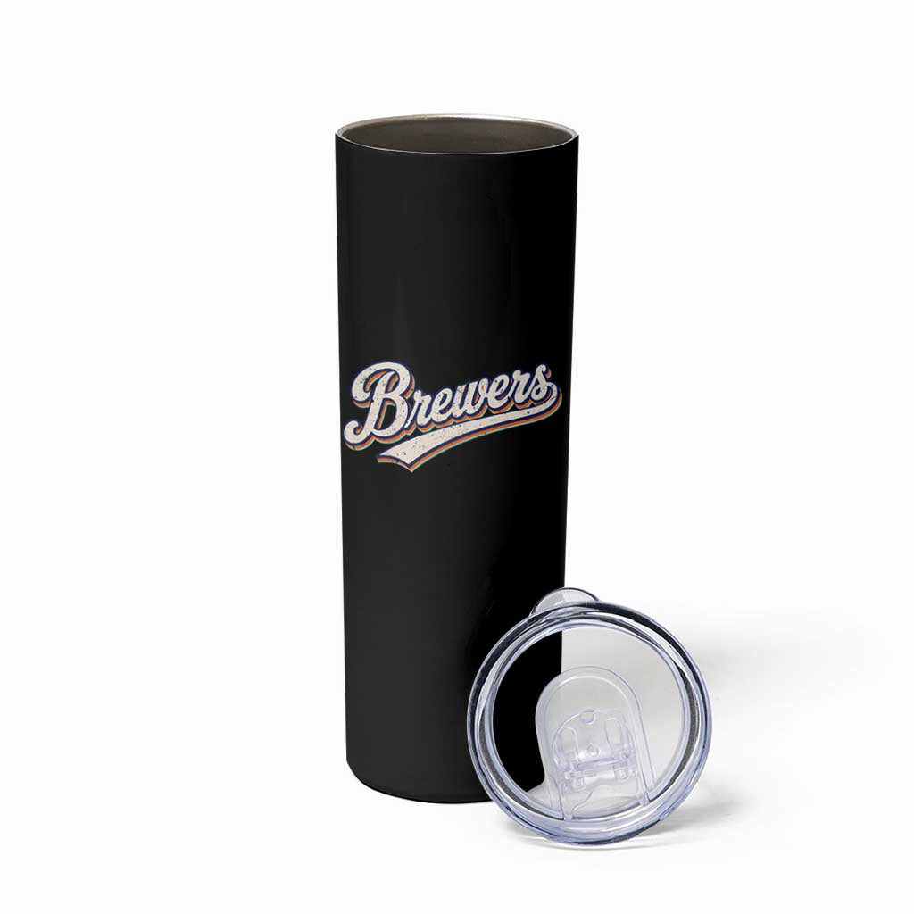 Vintage 70s Brewers Name Script Style Skinny Tumbler Retro Distressed Tailgate Spirit Sports Fan