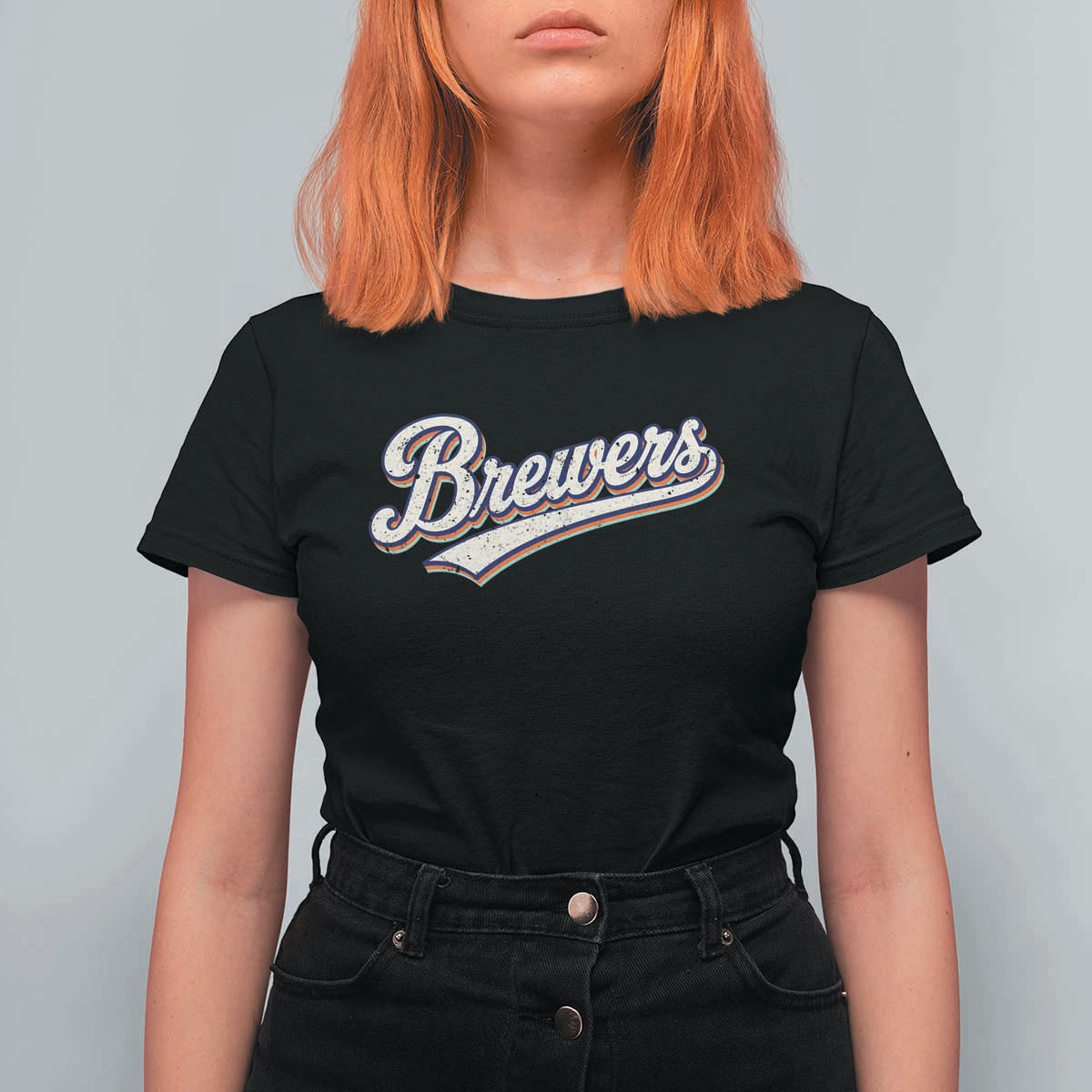 Vintage 70s Brewers Name Script Style T Shirt For Women Retro Distressed Tailgate Spirit Sports Fan