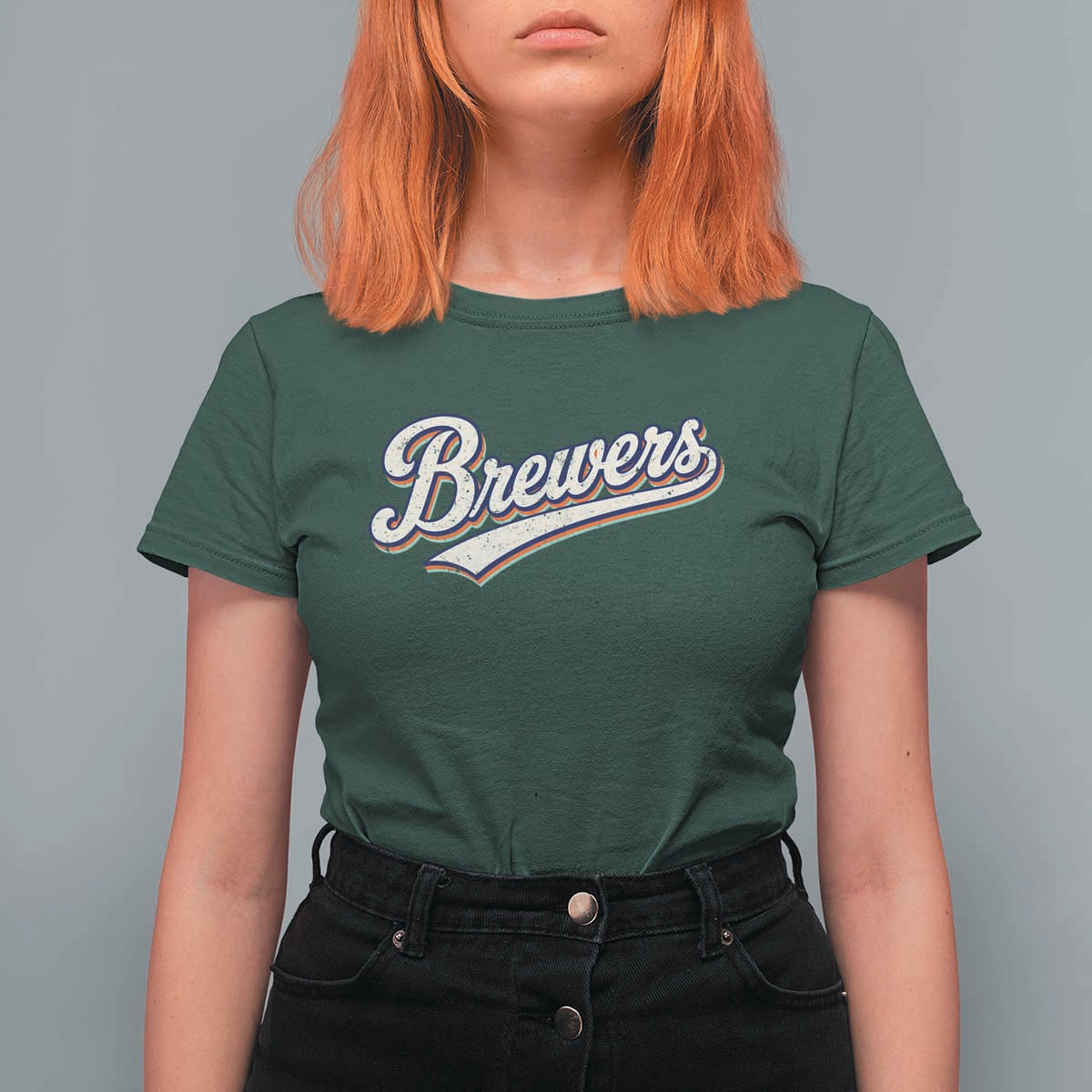 Vintage 70s Brewers Name Script Style T Shirt For Women Retro Distressed Tailgate Spirit Sports Fan