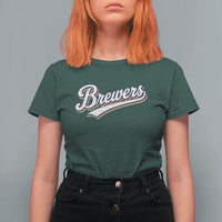 Vintage 70s Brewers Name Script Style T Shirt For Women Retro Distressed Tailgate Spirit Sports Fan