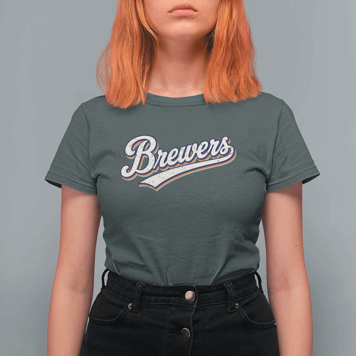 Vintage 70s Brewers Name Script Style T Shirt For Women Retro Distressed Tailgate Spirit Sports Fan