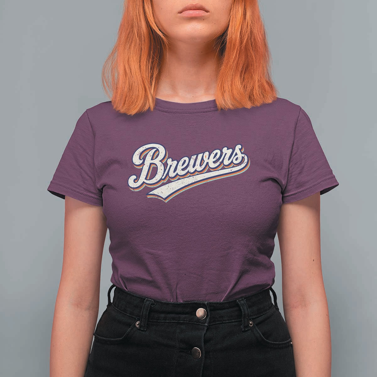 Vintage 70s Brewers Name Script Style T Shirt For Women Retro Distressed Tailgate Spirit Sports Fan