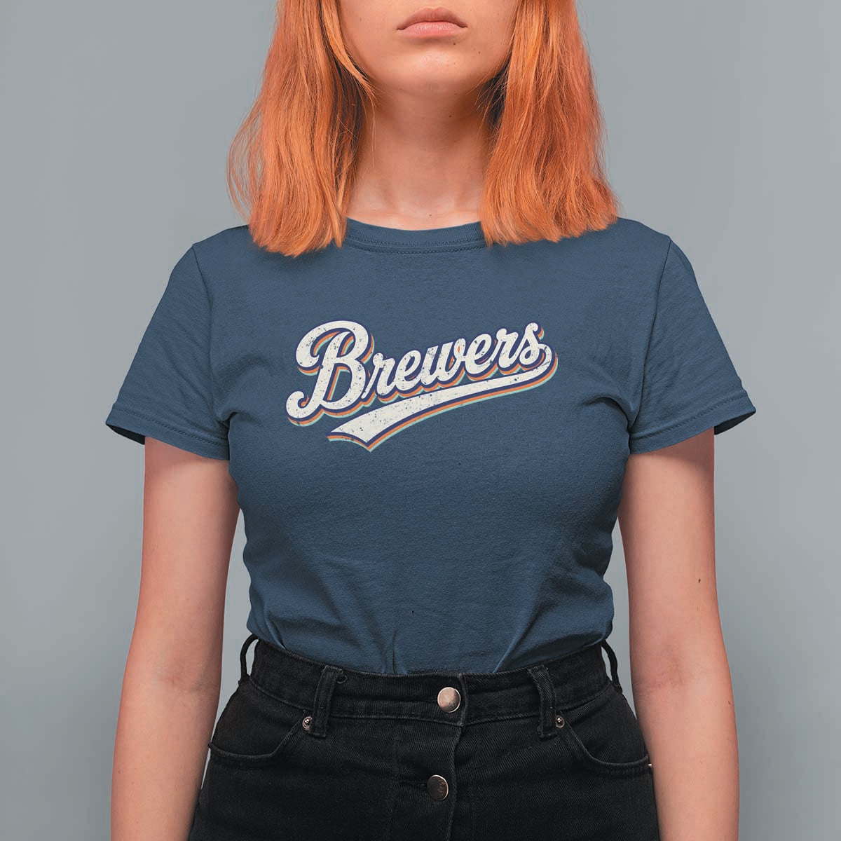 Vintage 70s Brewers Name Script Style T Shirt For Women Retro Distressed Tailgate Spirit Sports Fan