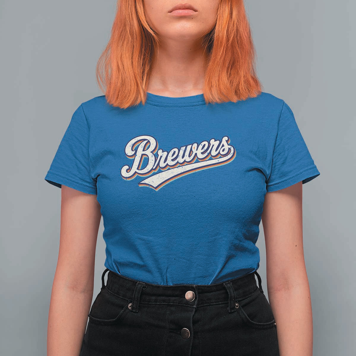 Vintage 70s Brewers Name Script Style T Shirt For Women Retro Distressed Tailgate Spirit Sports Fan