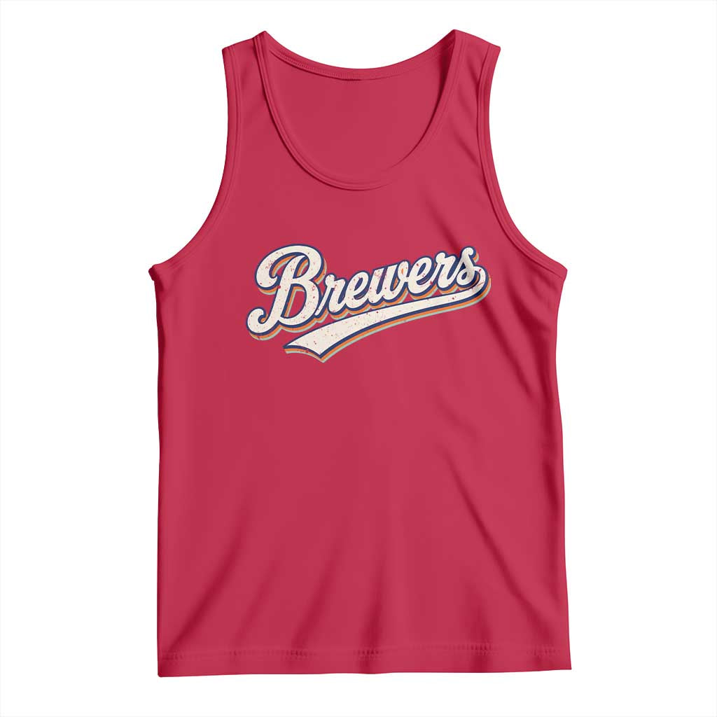 Vintage 70s Brewers Name Script Style Tank Top Retro Distressed Tailgate Spirit Sports Fan