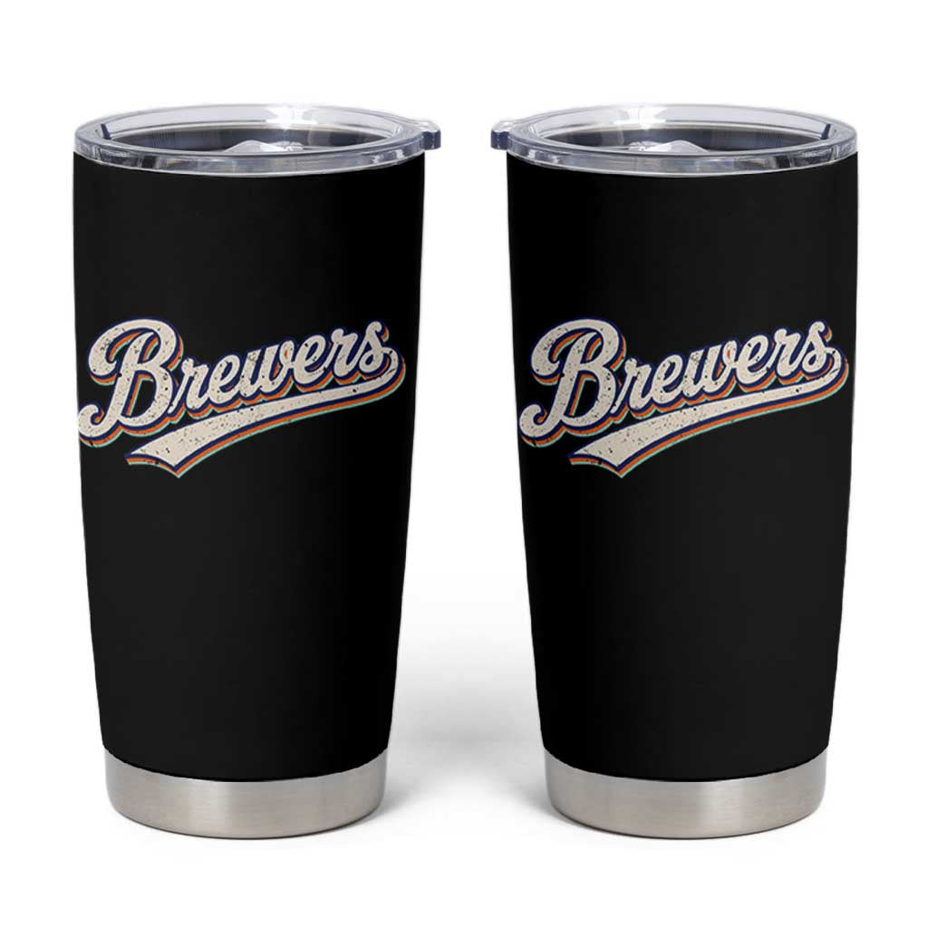 Vintage 70s Brewers Name Script Style Tumbler Cup Retro Distressed Tailgate Spirit Sports Fan
