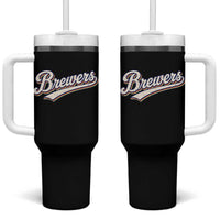 Vintage 70s Brewers Name Script Style Tumbler With Handle Retro Distressed Tailgate Spirit Sports Fan