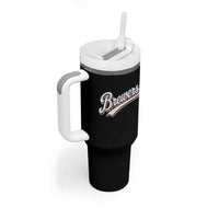Vintage 70s Brewers Name Script Style Tumbler With Handle Retro Distressed Tailgate Spirit Sports Fan
