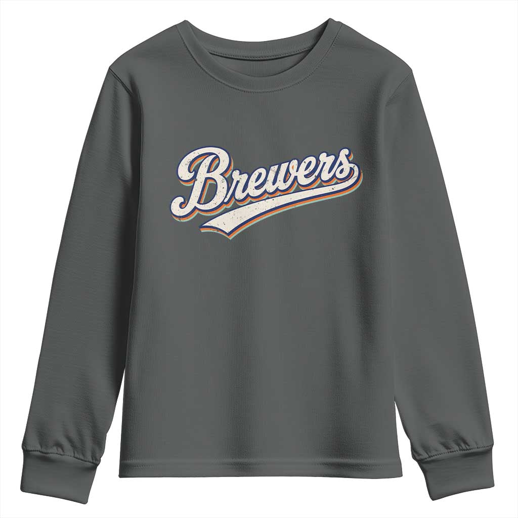Vintage 70s Brewers Name Script Style Youth Sweatshirt Retro Distressed Tailgate Spirit Sports Fan