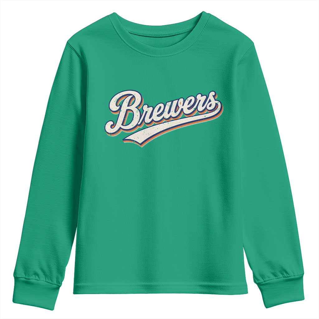 Vintage 70s Brewers Name Script Style Youth Sweatshirt Retro Distressed Tailgate Spirit Sports Fan