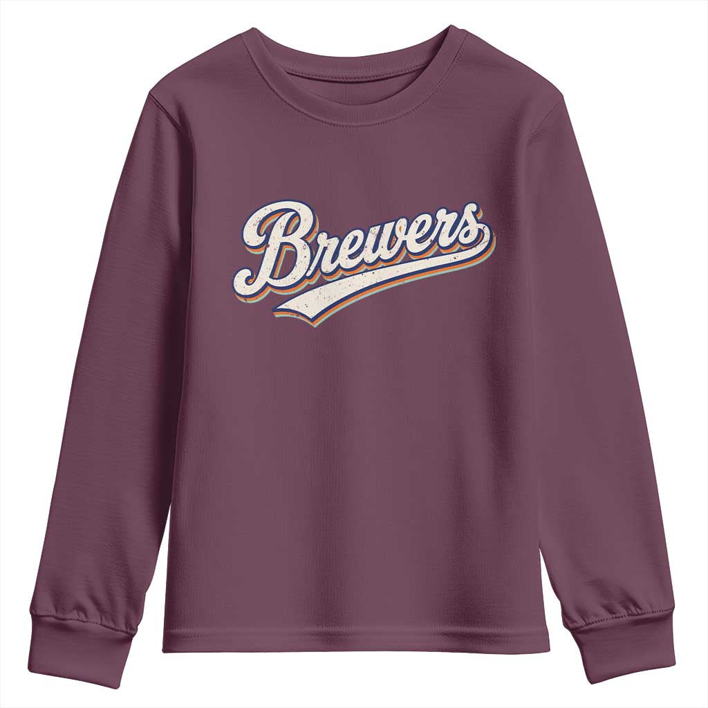 Vintage 70s Brewers Name Script Style Youth Sweatshirt Retro Distressed Tailgate Spirit Sports Fan