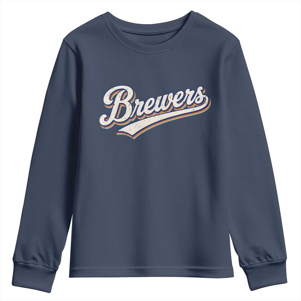 Vintage 70s Brewers Name Script Style Youth Sweatshirt Retro Distressed Tailgate Spirit Sports Fan