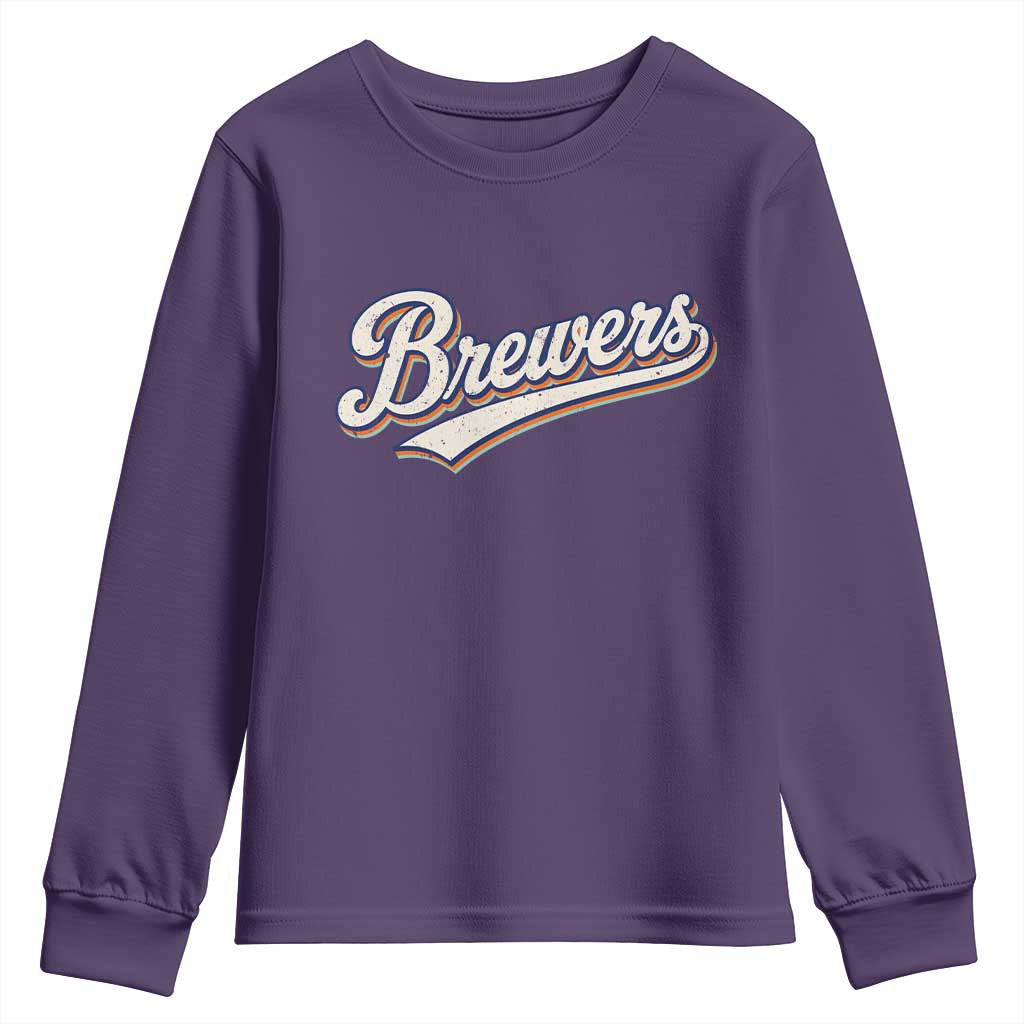 Vintage 70s Brewers Name Script Style Youth Sweatshirt Retro Distressed Tailgate Spirit Sports Fan