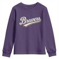 Vintage 70s Brewers Name Script Style Youth Sweatshirt Retro Distressed Tailgate Spirit Sports Fan