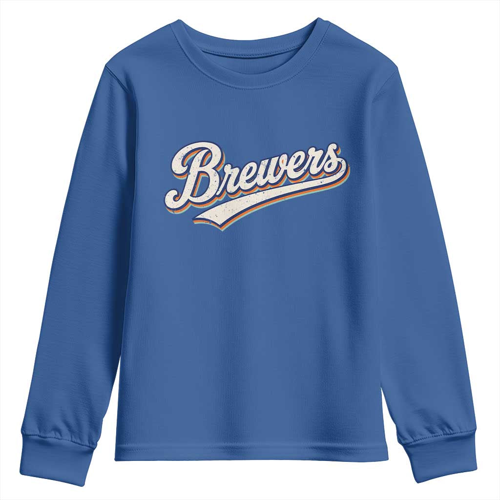 Vintage 70s Brewers Name Script Style Youth Sweatshirt Retro Distressed Tailgate Spirit Sports Fan