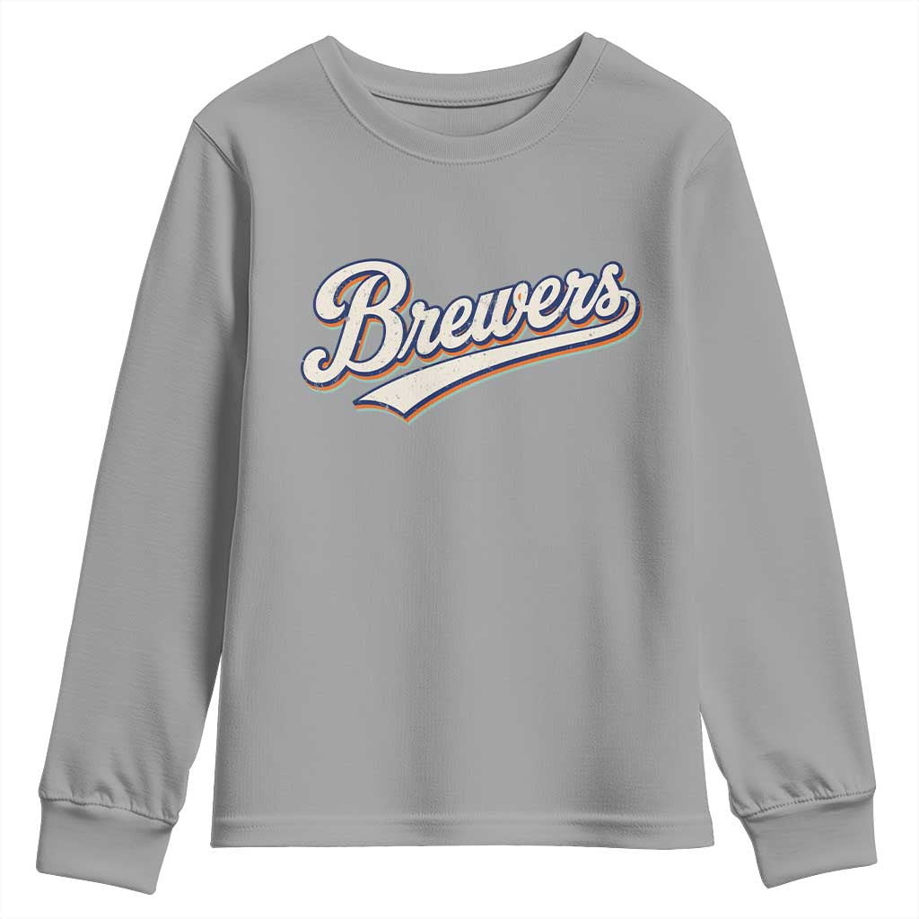 Vintage 70s Brewers Name Script Style Youth Sweatshirt Retro Distressed Tailgate Spirit Sports Fan