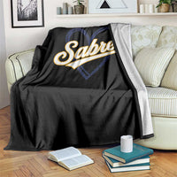 Vintage 70s Sabres Name Heart Script Style Throw Blanket Retro Distressed Tailgate Spirit Sports Fan