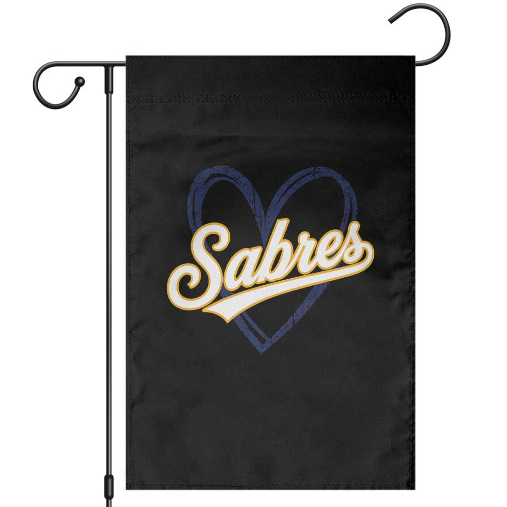 Vintage 70s Sabres Name Heart Script Style Garden Flag Retro Distressed Tailgate Spirit Sports Fan