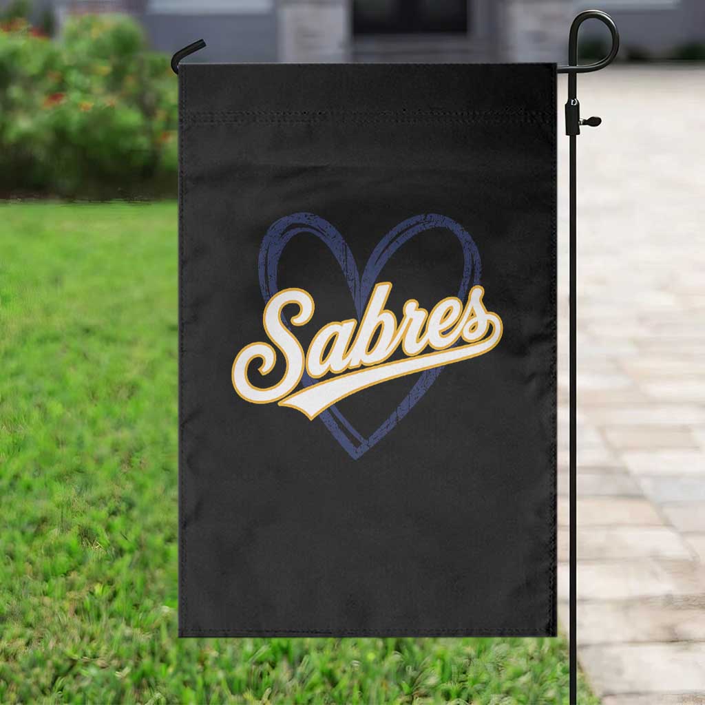 Vintage 70s Sabres Name Heart Script Style Garden Flag Retro Distressed Tailgate Spirit Sports Fan