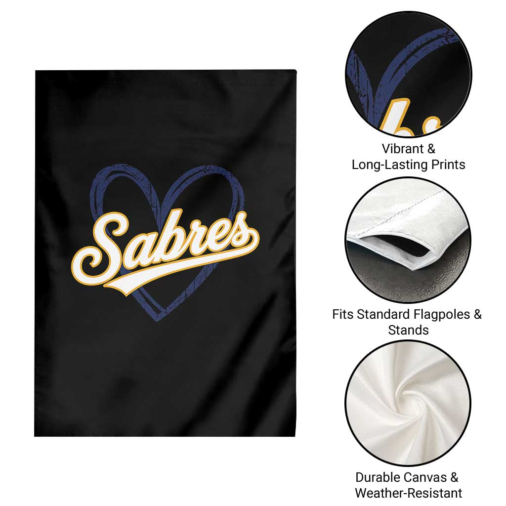 Vintage 70s Sabres Name Heart Script Style Garden Flag Retro Distressed Tailgate Spirit Sports Fan