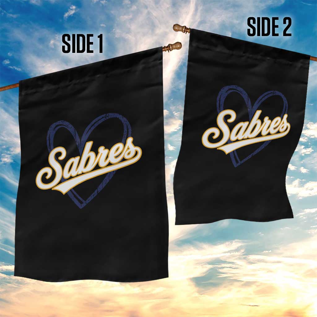 Vintage 70s Sabres Name Heart Script Style Garden Flag Retro Distressed Tailgate Spirit Sports Fan
