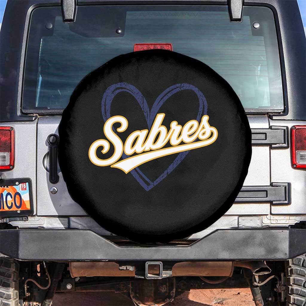 Vintage 70s Sabres Name Heart Script Style Spare Tire Cover Retro Distressed Tailgate Spirit Sports Fan