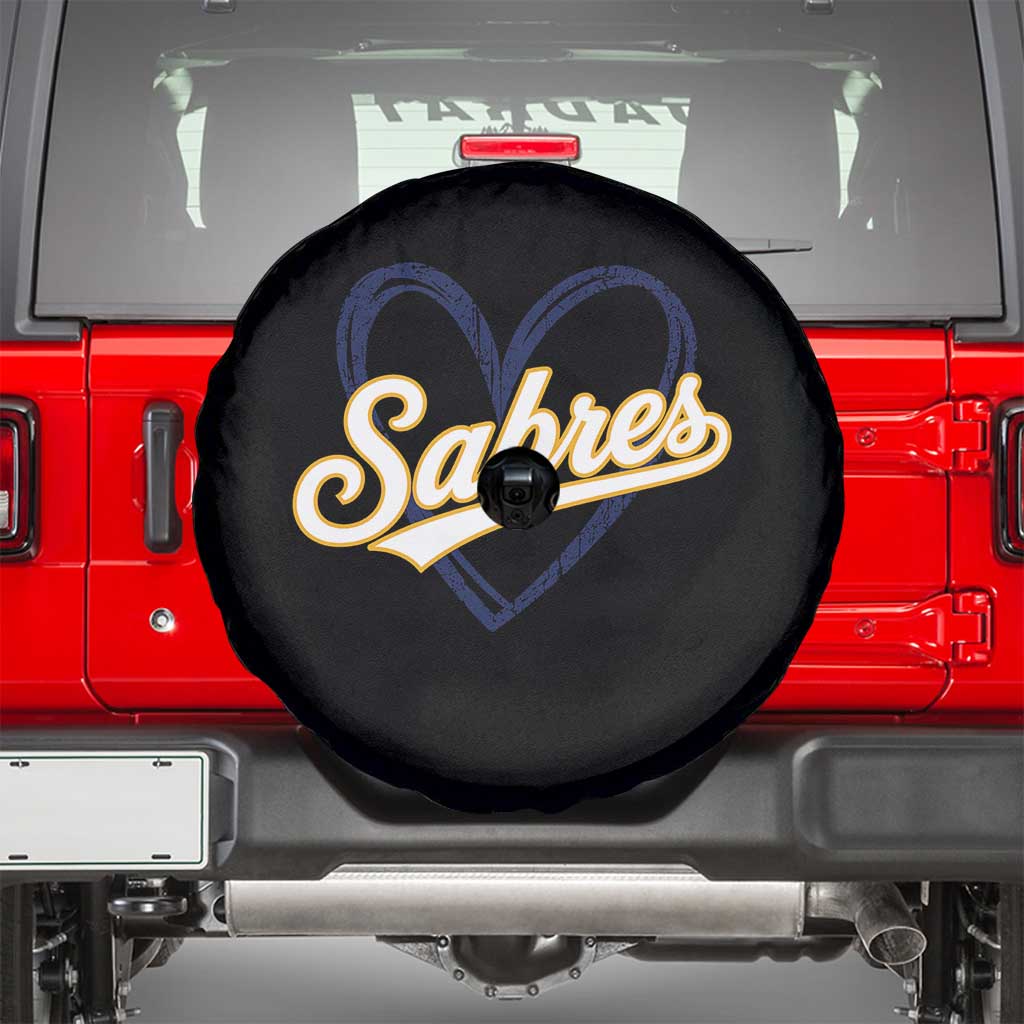 Vintage 70s Sabres Name Heart Script Style Spare Tire Cover Retro Distressed Tailgate Spirit Sports Fan