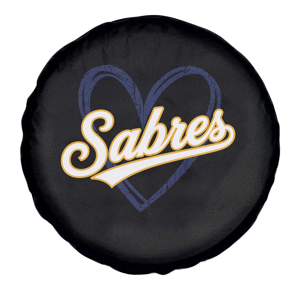 Vintage 70s Sabres Name Heart Script Style Spare Tire Cover Retro Distressed Tailgate Spirit Sports Fan