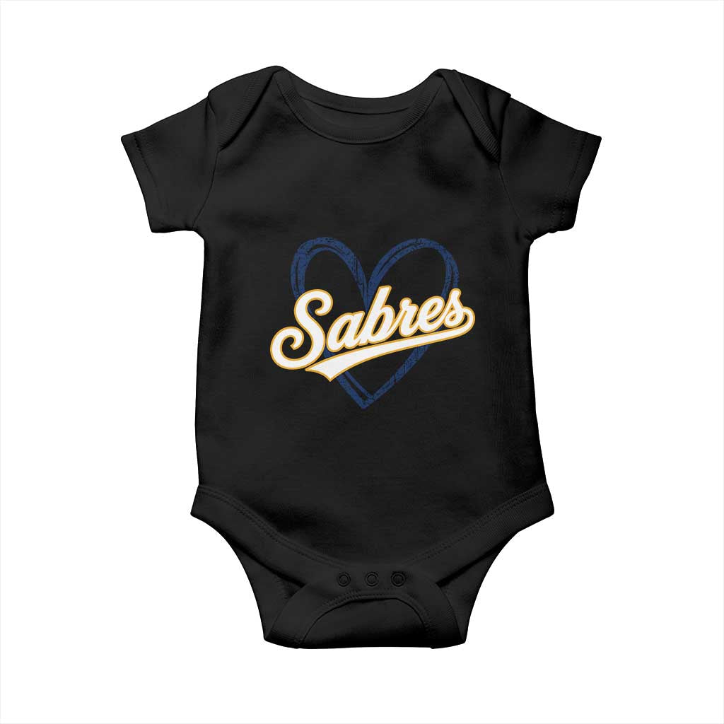 Vintage 70s Sabres Name Heart Script Style Baby Onesie Retro Distressed Tailgate Spirit Sports Fan