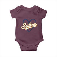 Vintage 70s Sabres Name Heart Script Style Baby Onesie Retro Distressed Tailgate Spirit Sports Fan