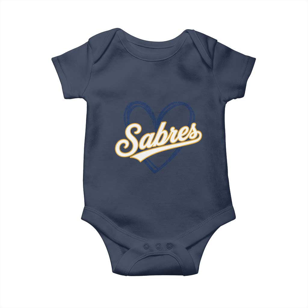 Vintage 70s Sabres Name Heart Script Style Baby Onesie Retro Distressed Tailgate Spirit Sports Fan