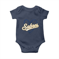 Vintage 70s Sabres Name Heart Script Style Baby Onesie Retro Distressed Tailgate Spirit Sports Fan